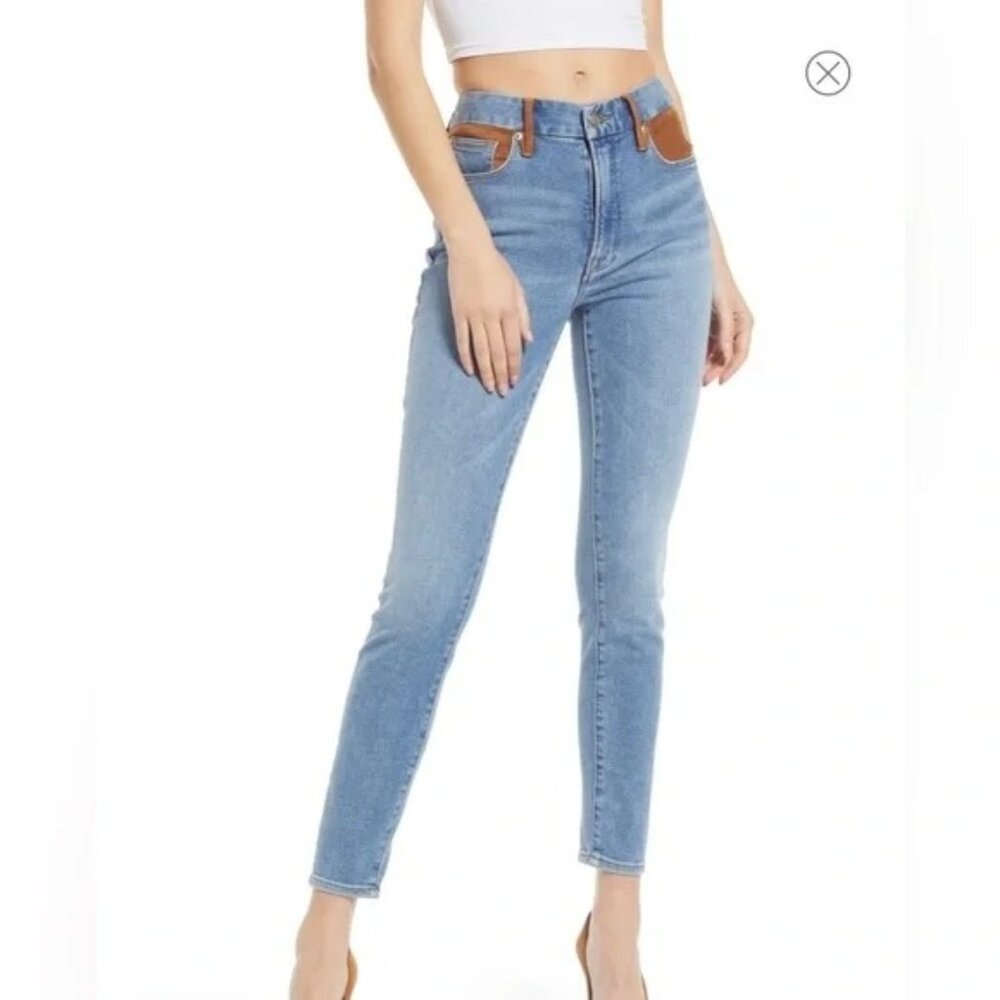 Good American Good Legs Suede Mixing Skinny Jeans